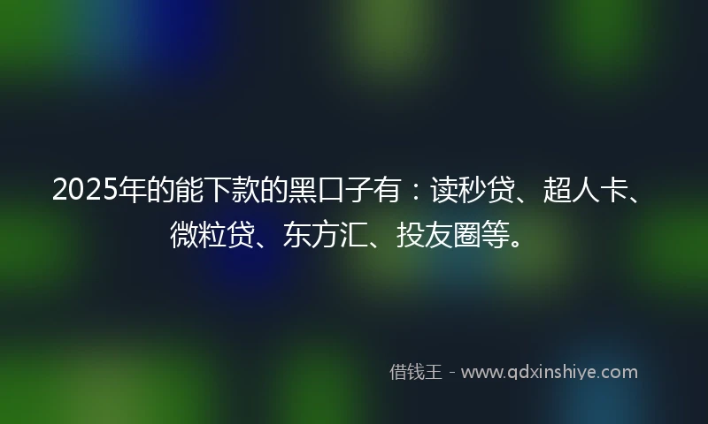 2025年的能下款的黑口子有：读秒贷、超人卡、微粒贷、东方汇、投友圈等。