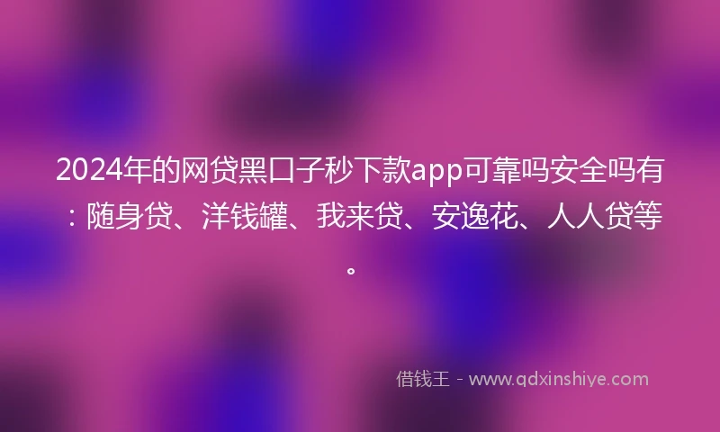 2024年的网贷黑口子秒下款app可靠吗安全吗有：随身贷、洋钱罐、我来贷、安逸花、人人贷等。