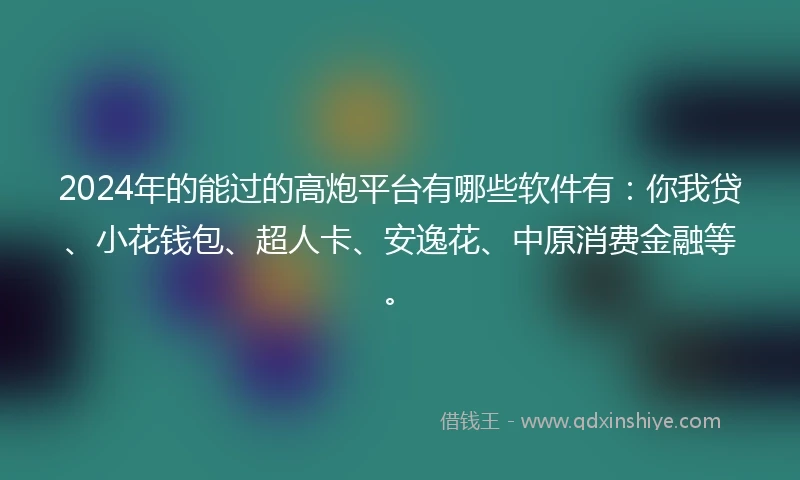 2024年的能过的高炮平台有哪些软件有：你我贷、小花钱包、超人卡、安逸花、中原消费金融等。
