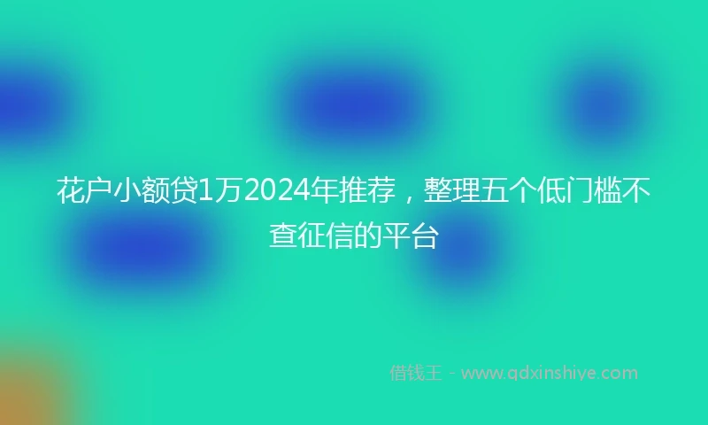 花户小额贷1万2024年推荐，整理五个低门槛不查征信的平台