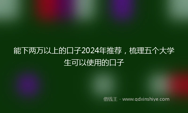 能下两万以上的口子2024年推荐，梳理五个大学生可以使用的口子