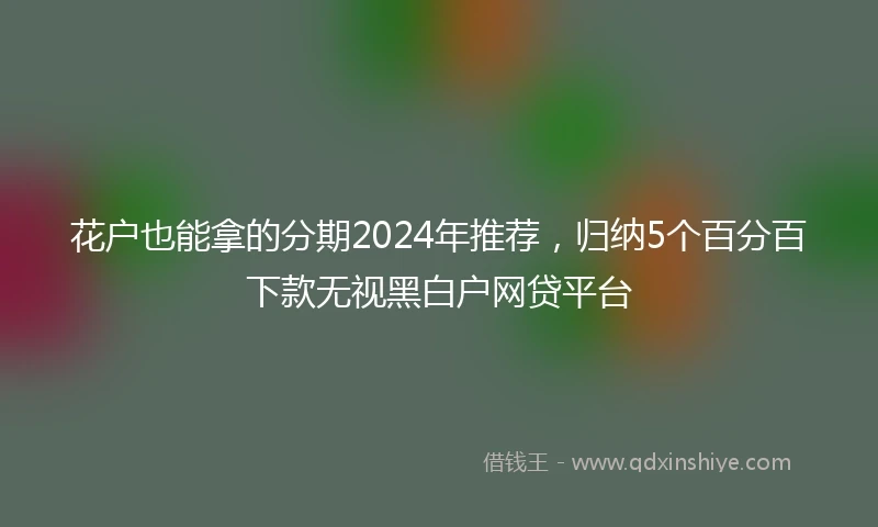 花户也能拿的分期2024年推荐，归纳5个百分百下款无视黑白户网贷平台