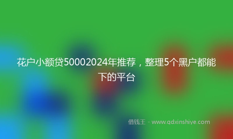 花户小额贷50002024年推荐，整理5个黑户都能下的平台