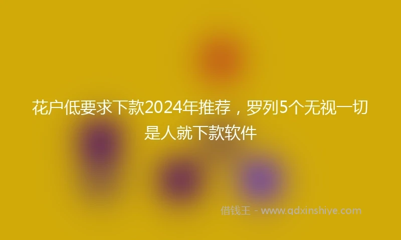 花户低要求下款2024年推荐，罗列5个无视一切是人就下款软件