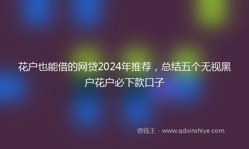 花户也能借的网贷2024年推荐，总结五个无视黑户花户必下款口子