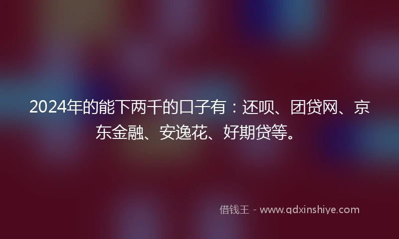 2024年的能下两千的口子有：还呗、团贷网、京东金融、安逸花、好期贷等。