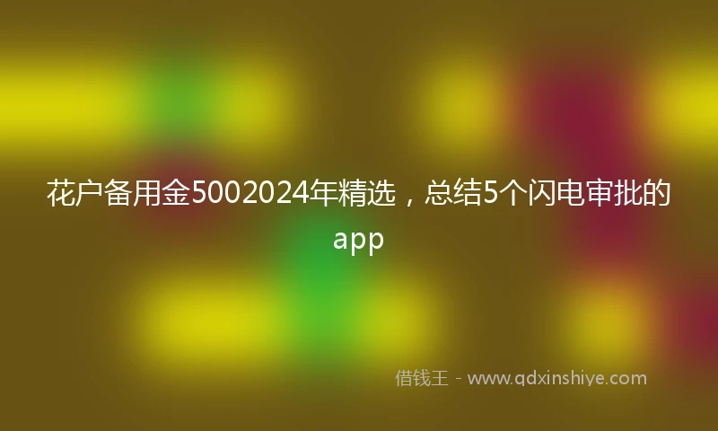 花户备用金5002024年精选，总结5个闪电审批的app