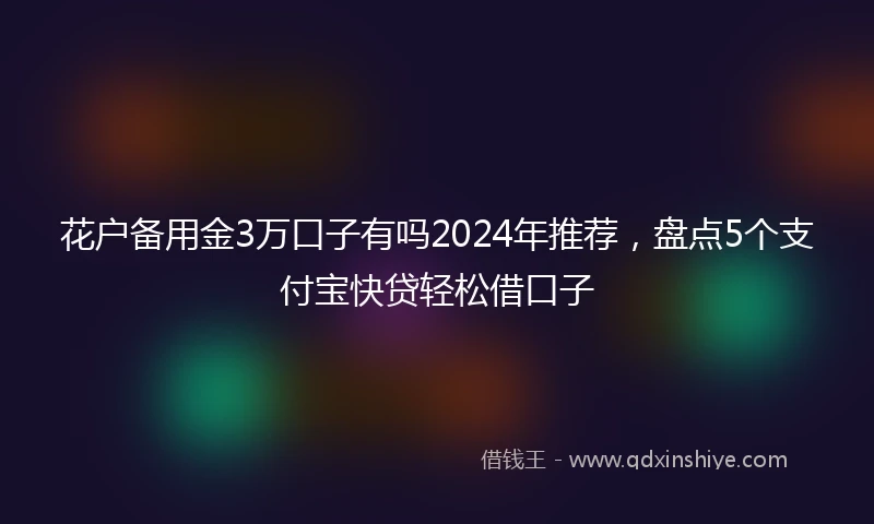 花户备用金3万口子有吗2024年推荐，盘点5个支付宝快贷轻松借口子