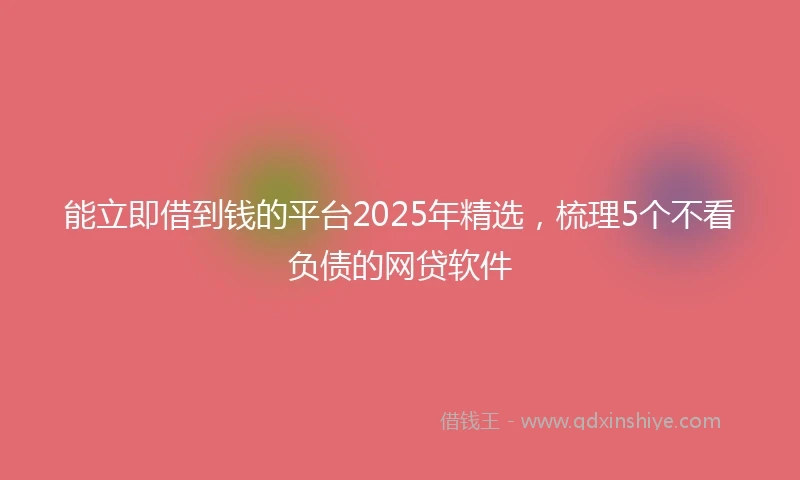 能立即借到钱的平台2025年精选，梳理5个不看负债的网贷软件