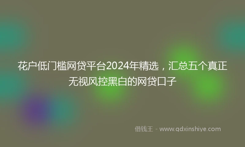 花户低门槛网贷平台2024年精选，汇总五个真正无视风控黑白的网贷口子