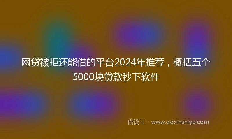 网贷被拒还能借的平台2024年推荐，概括五个5000块贷款秒下软件
