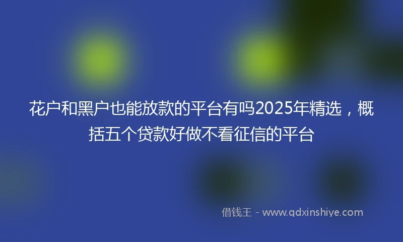 花户和黑户也能放款的平台有吗2025年精选，概括五个贷款好做不看征信的平台