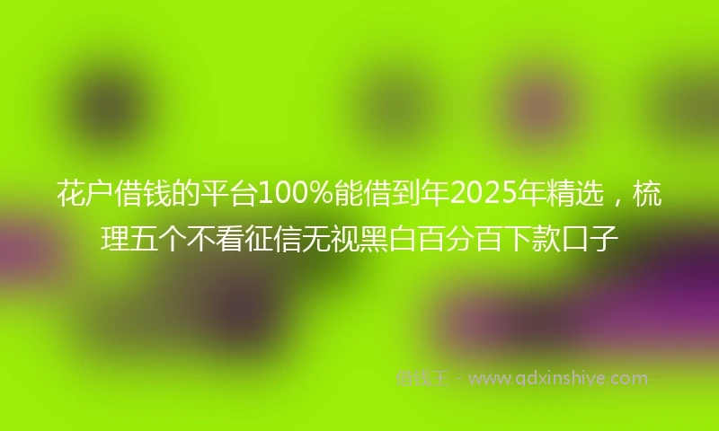 花户借钱的平台100%能借到年2025年精选，梳理五个不看征信无视黑白百分百下款口子