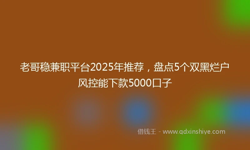 老哥稳兼职平台2025年推荐，盘点5个双黑烂户风控能下款5000口子