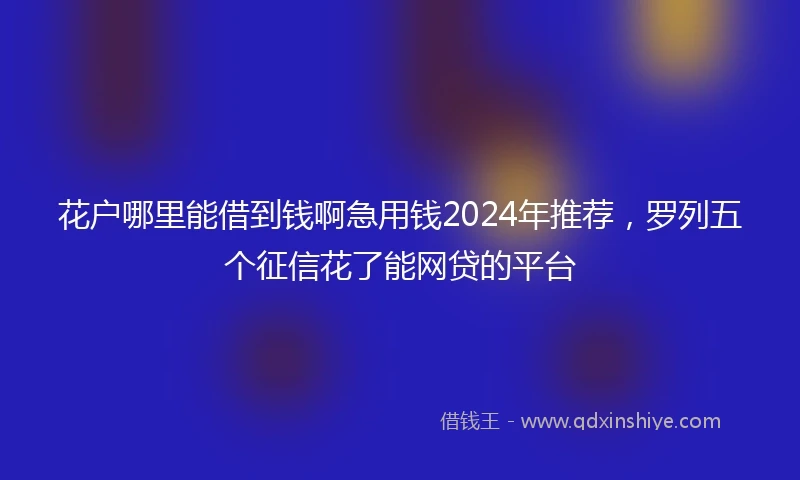 花户哪里能借到钱啊急用钱2024年推荐，罗列五个征信花了能网贷的平台