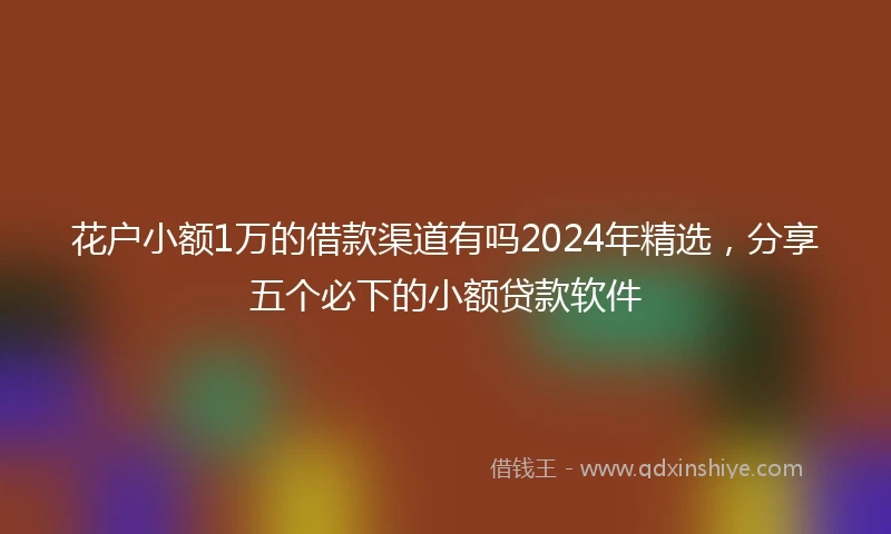 花户小额1万的借款渠道有吗2024年精选，分享五个必下的小额贷款软件
