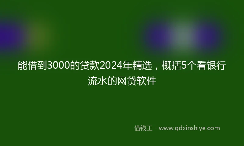 能借到3000的贷款2024年精选，概括5个看银行流水的网贷软件