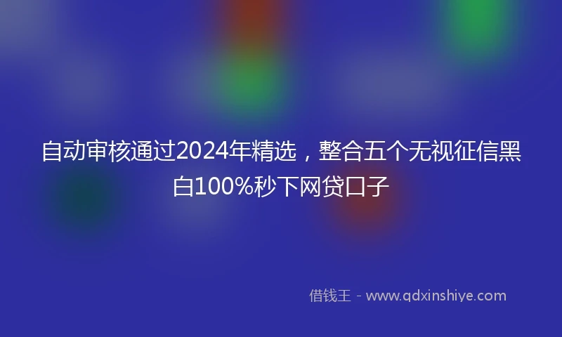 自动审核通过2024年精选，整合五个无视征信黑白100%秒下网贷口子
