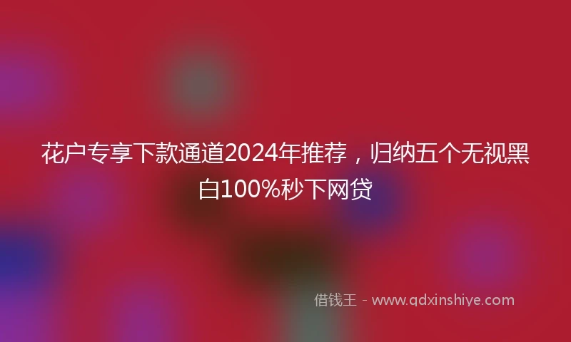 花户专享下款通道2024年推荐，归纳五个无视黑白100%秒下网贷