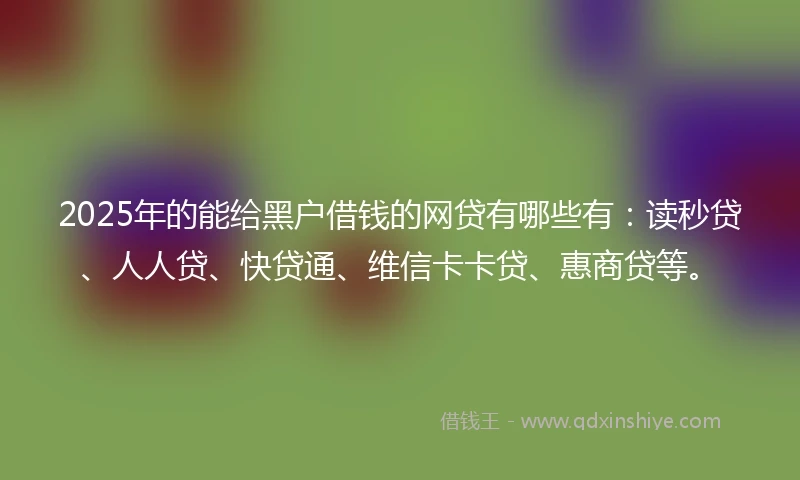 2025年的能给黑户借钱的网贷有哪些有：读秒贷、人人贷、快贷通、维信卡卡贷、惠商贷等。
