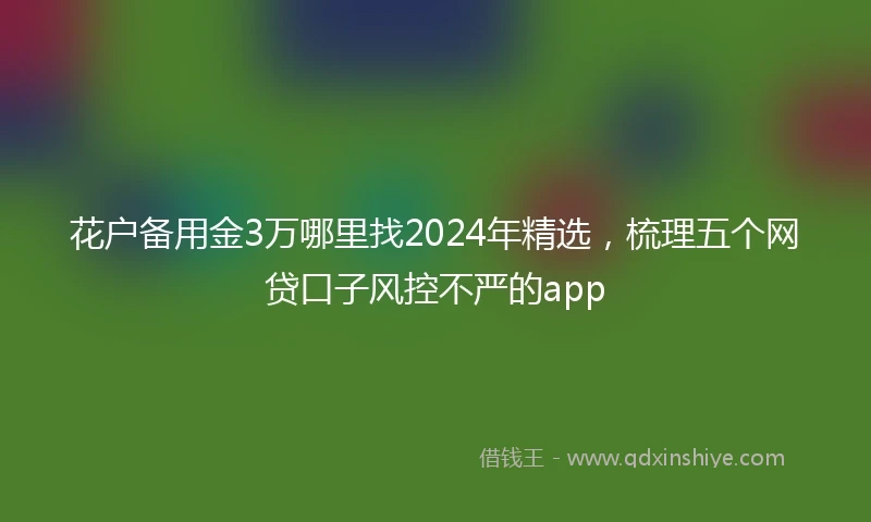 花户备用金3万哪里找2024年精选，梳理五个网贷口子风控不严的app