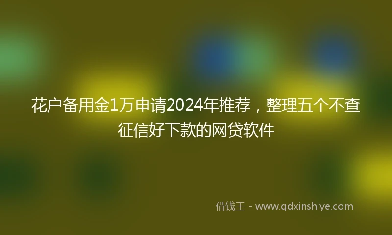 花户备用金1万申请2024年推荐，整理五个不查征信好下款的网贷软件