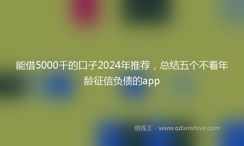 能借5000千的口子2024年推荐,总结五个不看年龄征信负债的app