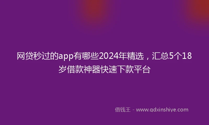 网贷秒过的app有哪些2024年精选，汇总5个18岁借款神器快速下款平台