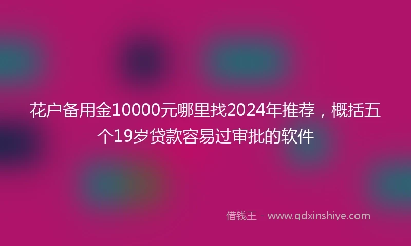 花户备用金10000元哪里找2024年推荐，概括五个19岁贷款容易过审批的软件
