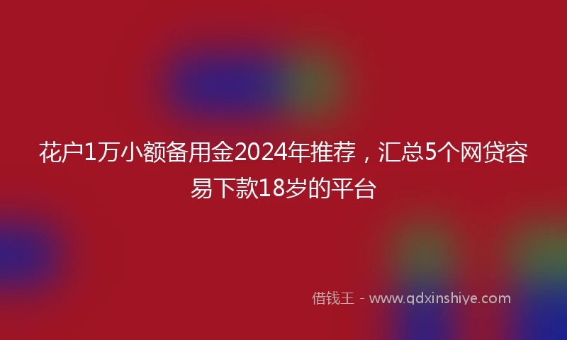 花户1万小额备用金2024年推荐，汇总5个网贷容易下款18岁的平台