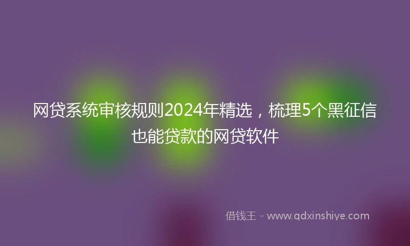 网贷系统审核规则2024年精选，梳理5个黑征信也能贷款的网贷软件