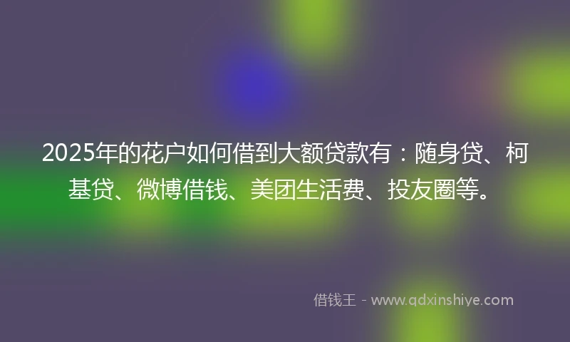 2025年的花户如何借到大额贷款有:随身贷、柯基贷、微博借钱、美团生活费、投友圈等。
