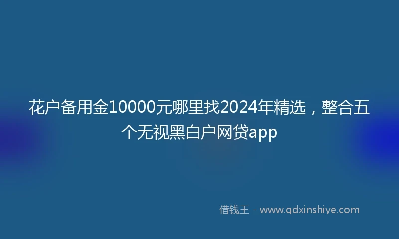 花户备用金10000元哪里找2024年精选，整合五个无视黑白户网贷app