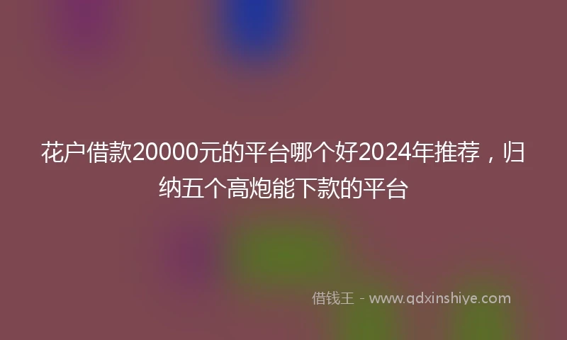 花户借款20000元的平台哪个好2024年推荐，归纳五个高炮能下款的平台