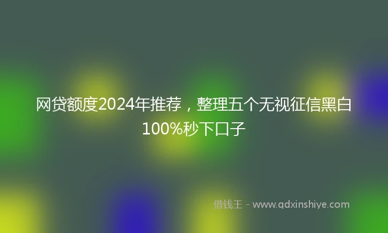网贷额度2024年推荐，整理五个无视征信黑白100%秒下口子
