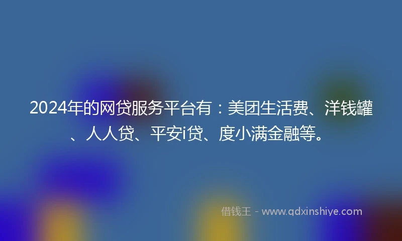 2024年的网贷服务平台有：美团生活费、洋钱罐、人人贷、平安i贷、度小满金融等。