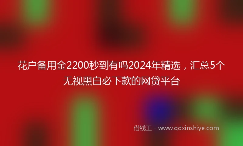 花户备用金2200秒到有吗2024年精选，汇总5个无视黑白必下款的网贷平台