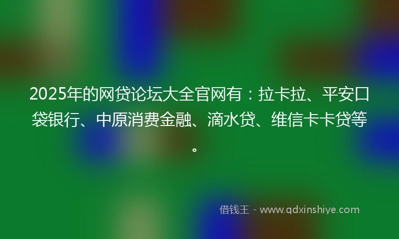 2025年的网贷论坛大全官网有：拉卡拉、平安口袋银行、中原消费金融、滴水贷、维信卡卡贷等。