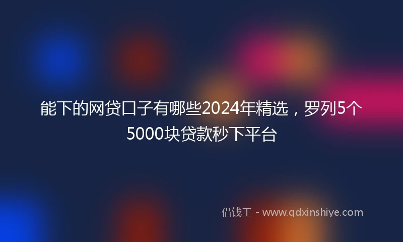 能下的网贷口子有哪些2024年精选，罗列5个5000块贷款秒下平台