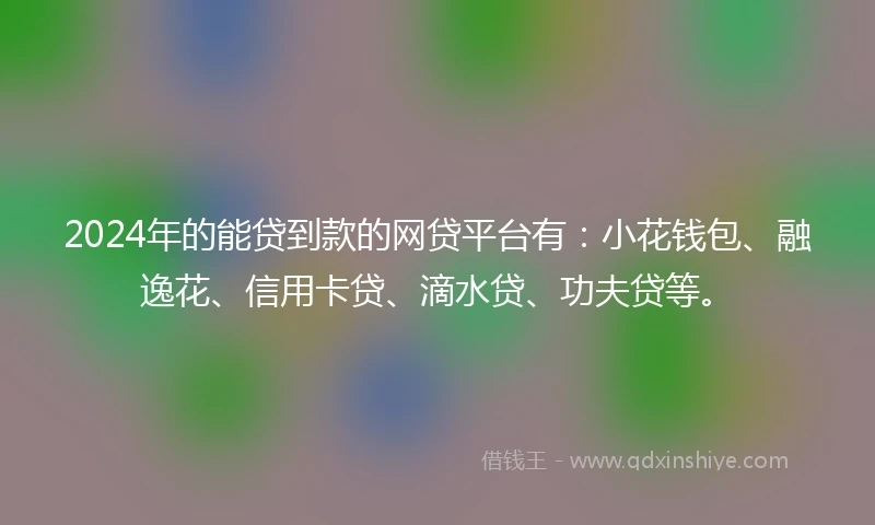 2024年的能贷到款的网贷平台有：小花钱包、融逸花、信用卡贷、滴水贷、功夫贷等。