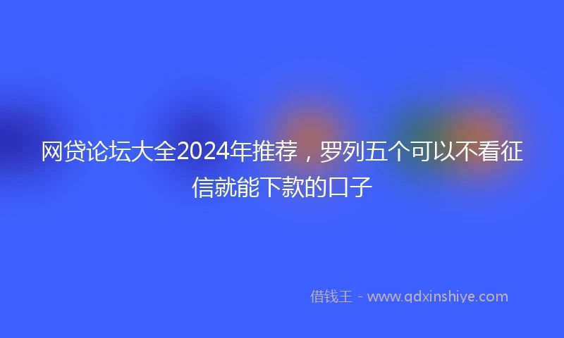 网贷论坛大全2024年推荐，罗列五个可以不看征信就能下款的口子