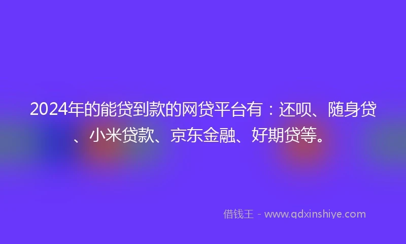 2024年的能贷到款的网贷平台有：还呗、随身贷、小米贷款、京东金融、好期贷等。