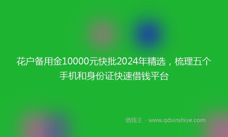 花户备用金10000元快批2024年精选，梳理五个手机和身份证快速借钱平台