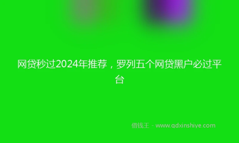 网贷秒过2024年推荐，罗列五个网贷黑户必过平台