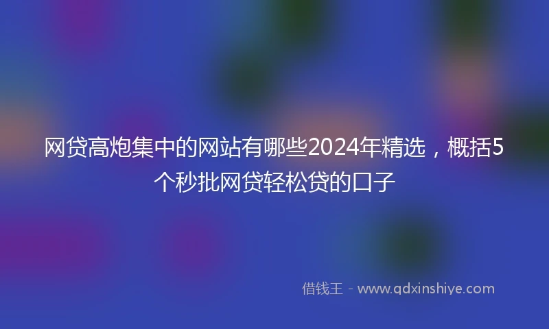 网贷高炮集中的网站有哪些2024年精选，概括5个秒批网贷轻松贷的口子