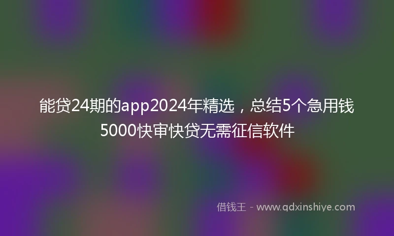 能贷24期的app2024年精选，总结5个急用钱5000快审快贷无需征信软件