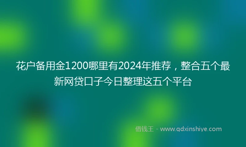 花户备用金1200哪里有2024年推荐，整合五个最新网贷口子今日整理这五个平台
