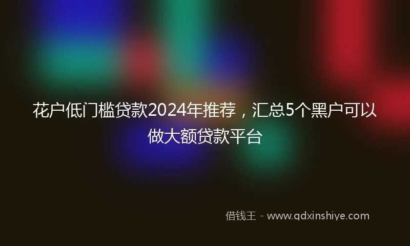 花户低门槛贷款2024年推荐，汇总5个黑户可以做大额贷款平台