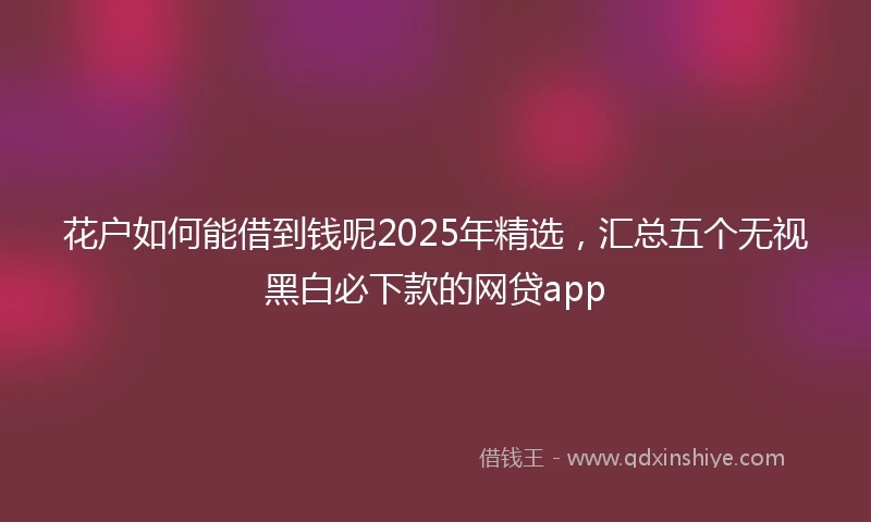 花户如何能借到钱呢2025年精选，汇总五个无视黑白必下款的网贷app