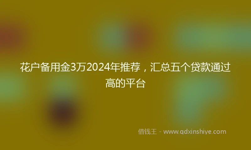 花户备用金3万2024年推荐，汇总五个贷款通过高的平台
